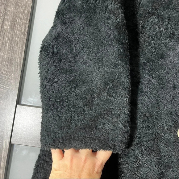 Vintage 1960's Fingerhut Fashion Jackie O Black Coat Black w/ Metal Buttons - Picture 3 of 14